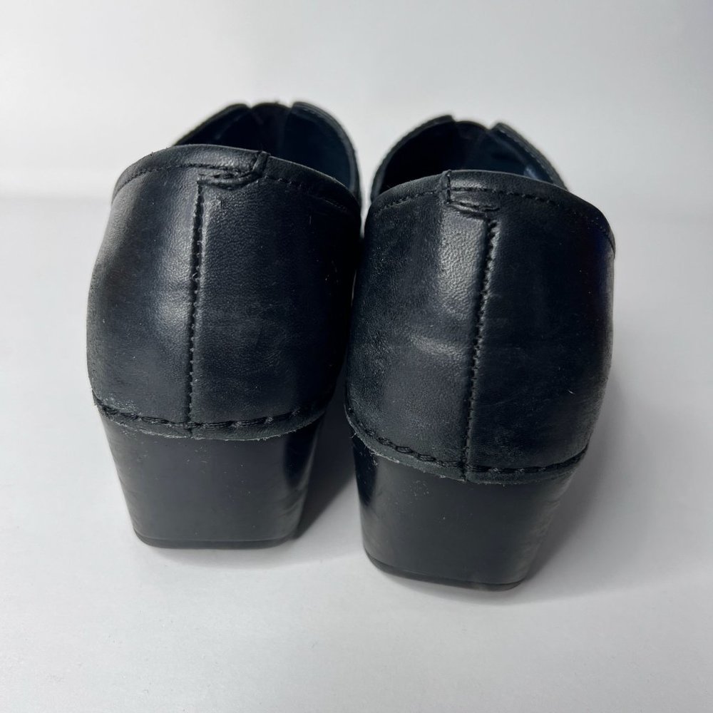Dansko Clogs Heel Black Leather Shows Comfort Slip On w/ Buckle Women's 38 7.5-8 - Picture 3 of 10